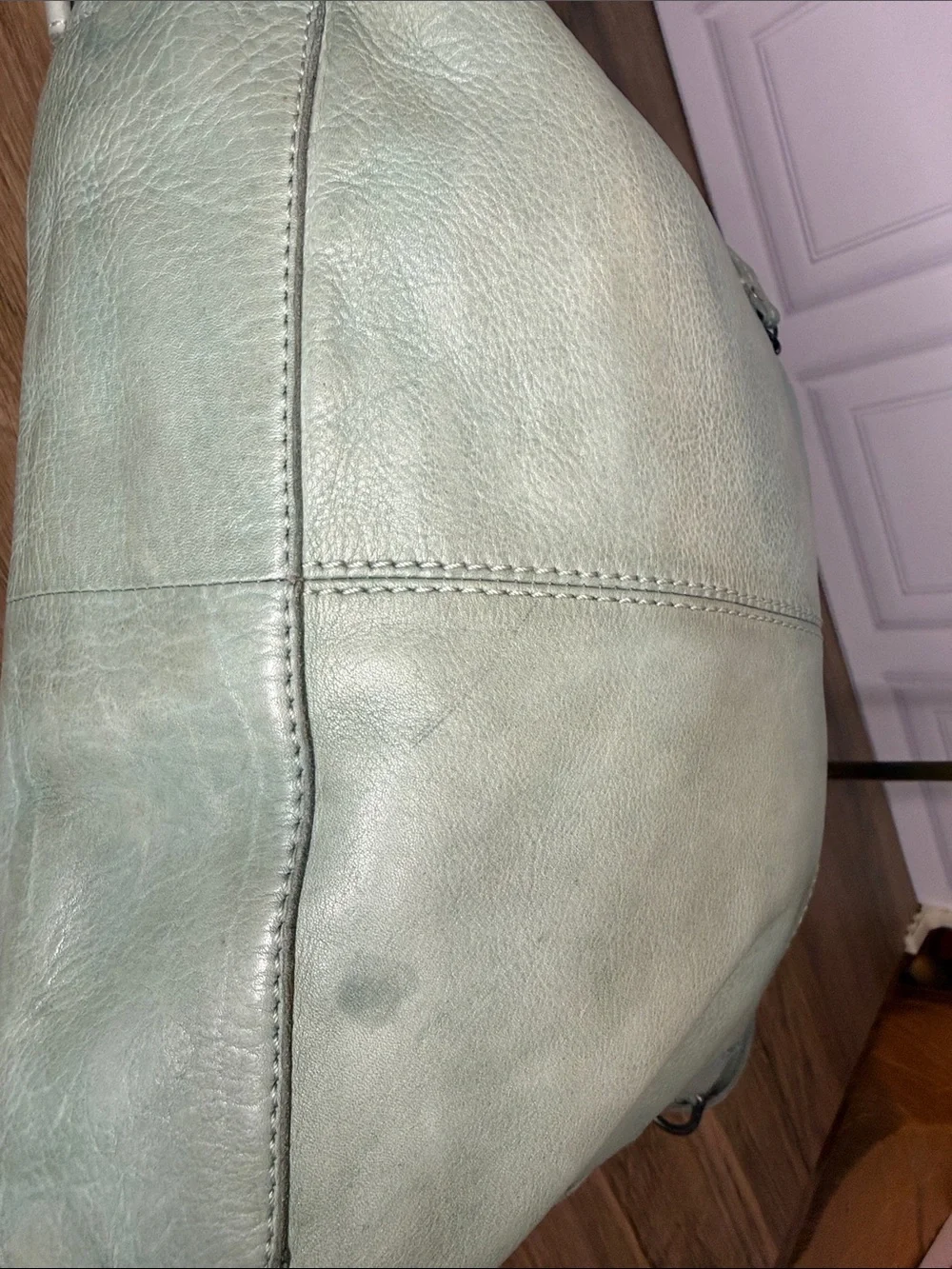 Genuine Leather Woven Hobo Shoulder Bag Seafoam Sage Green Boho L Soft Leather